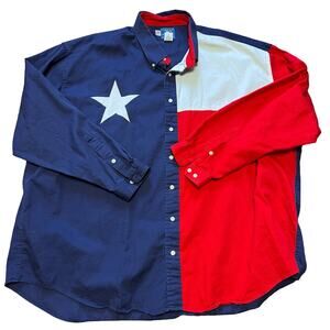 Texas Flag Western Shirt Mens 3XL Long Sleeve Button Down Cotton Lone Star Rodeo